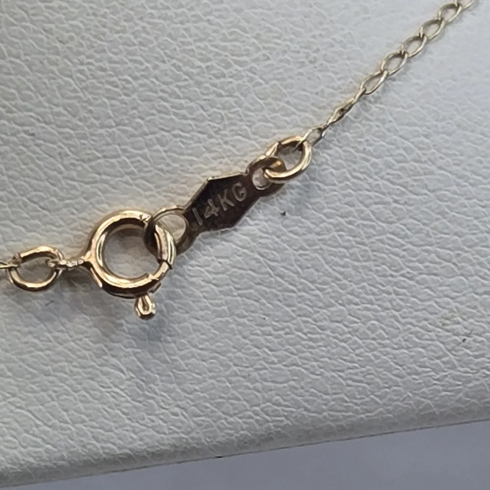 14k Chain And Light Gray Pearl Pendant Necklace - Picture 4 of 5